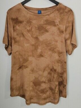 Old Navy Luxe Tie-Dye Brown Short Sleeve T-Shirt Size Medium